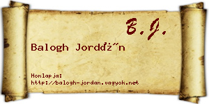 Balogh Jordán névjegykártya